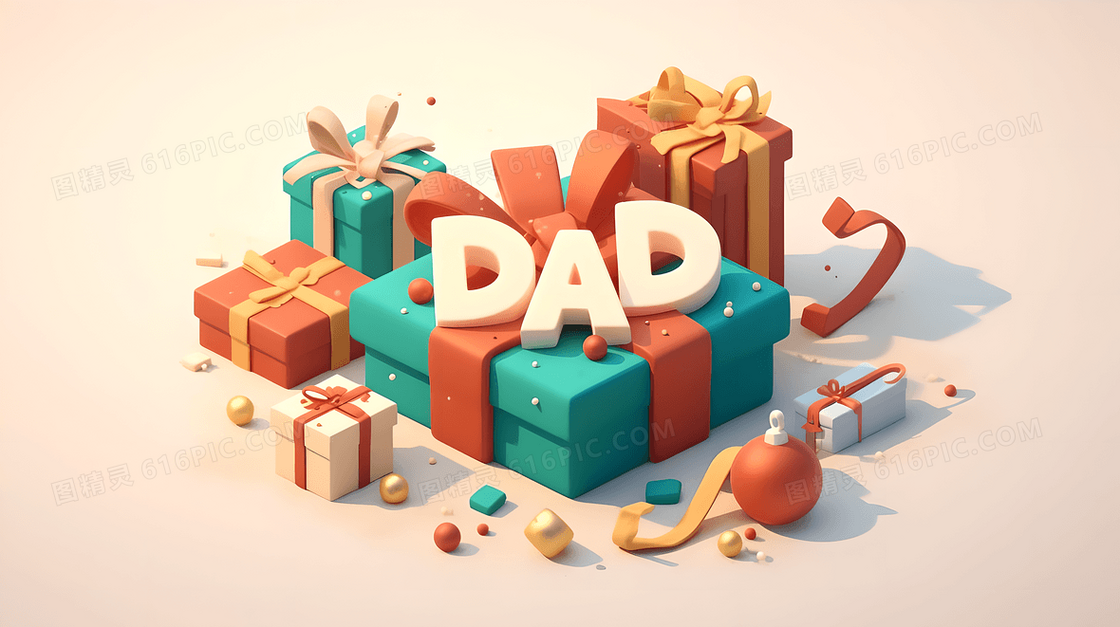 3D礼盒创意字母DAD背景