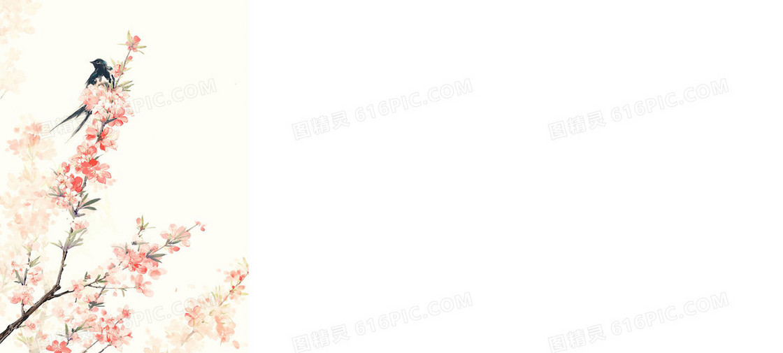 手绘古风花朵背景
