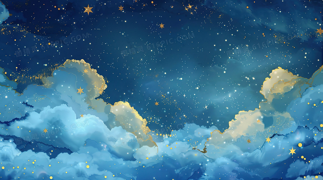 蓝色云朵夜色唯美背景