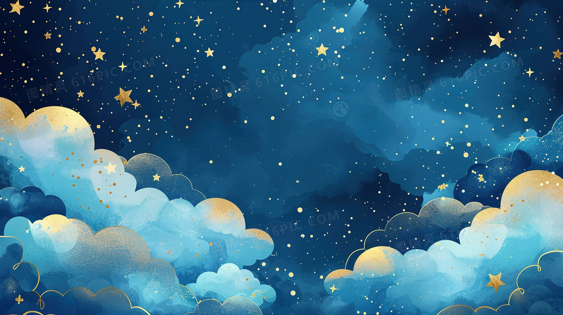 蓝色云朵夜色唯美背景