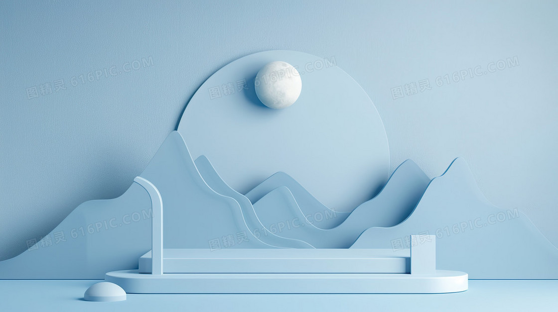 3D立体山脉展台背景
