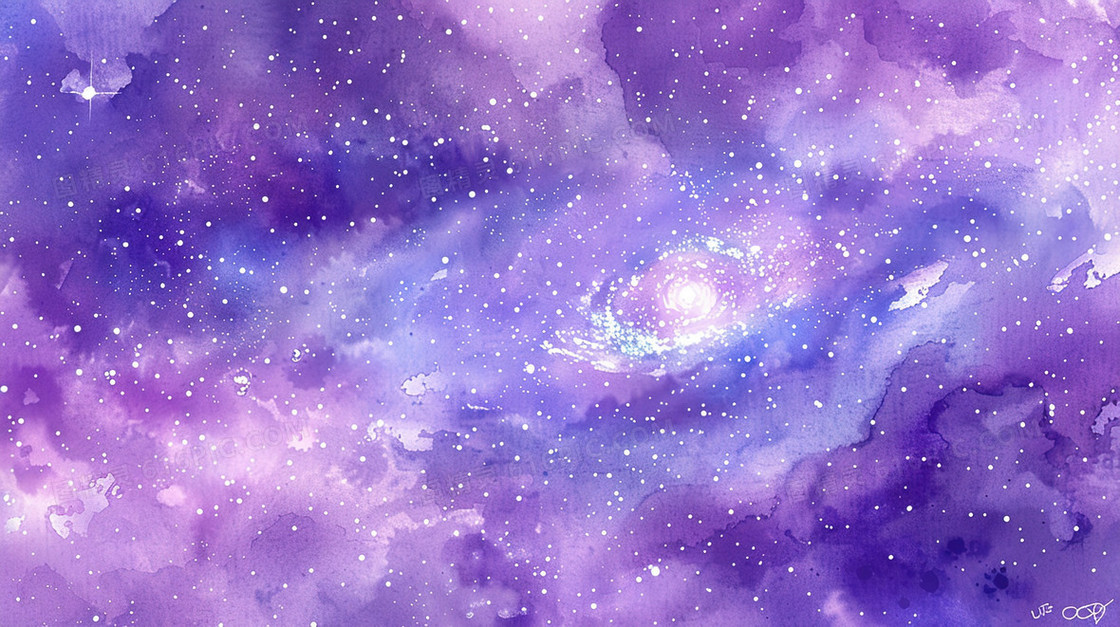 紫色水彩星云纹理简约背景
