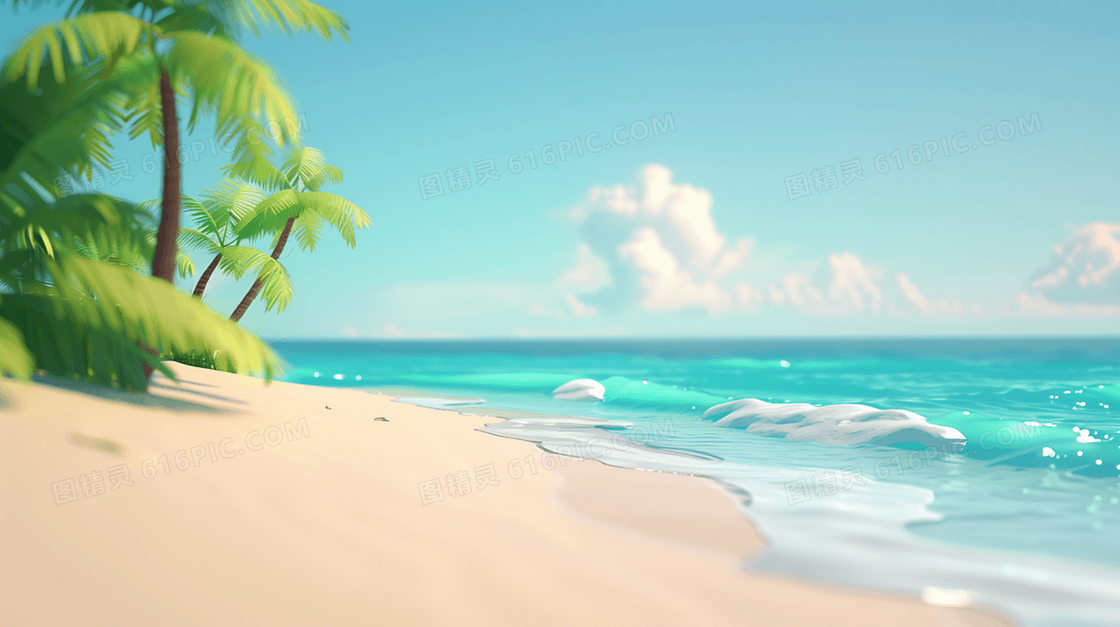 卡通海边度假背景