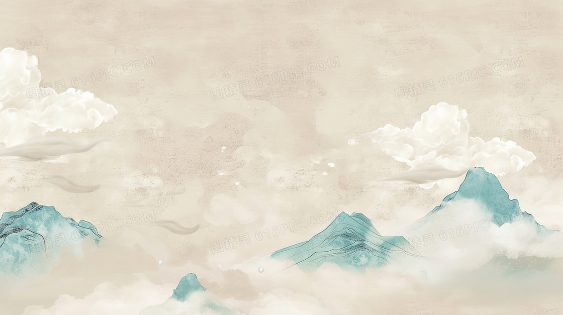 灰色淡雅中国风山峰背景
