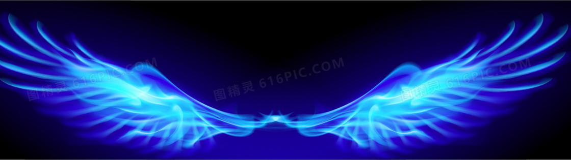 蓝色光效翅膀背景banner