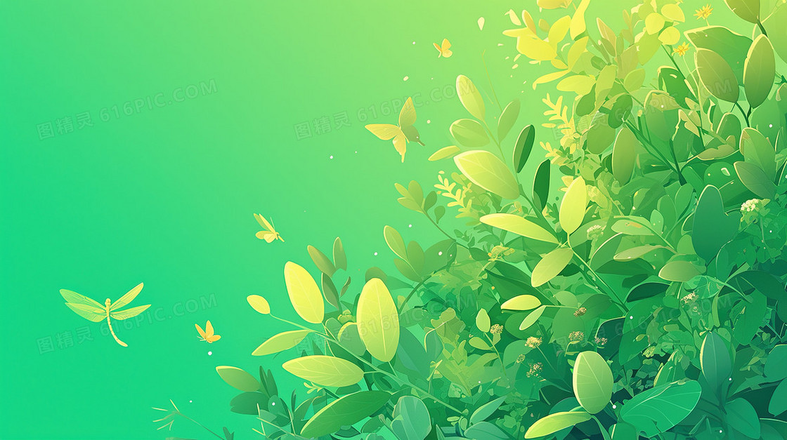 清新植物昆虫背景