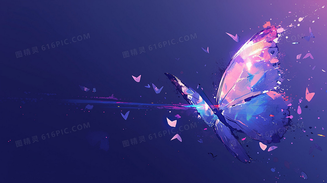 紫色梦幻蝴蝶文艺背景