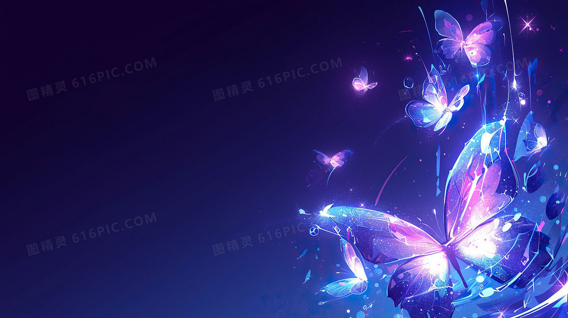 紫色梦幻蝴蝶文艺背景
