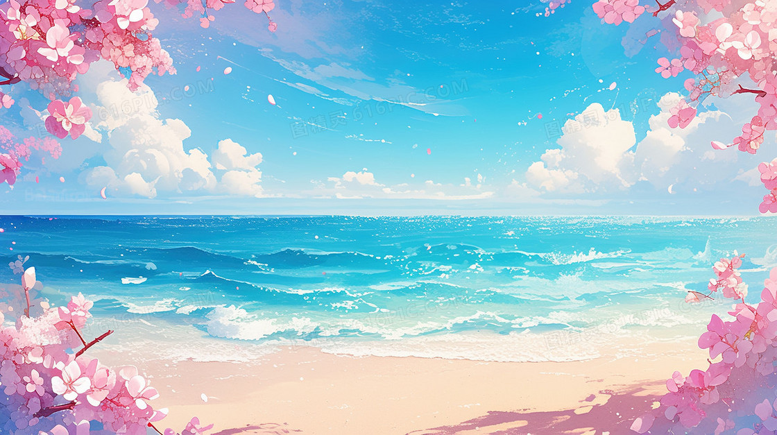 卡通夏天沙滩背景