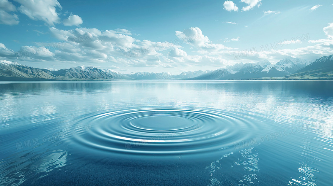 蓝色液体水面水纹纹理背景