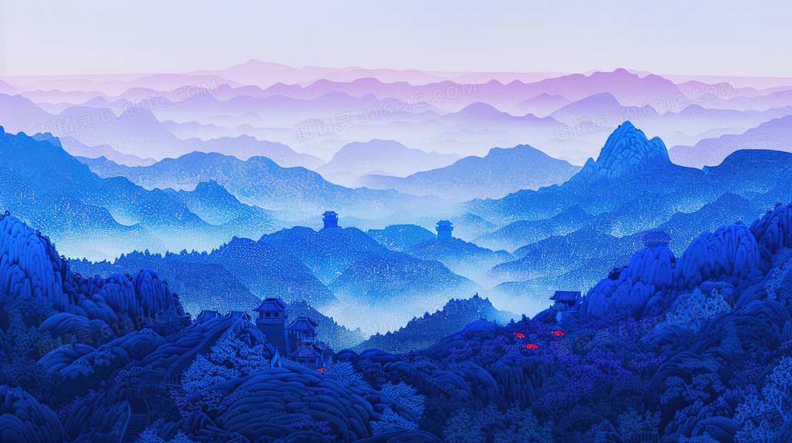 起伏远山中国风纹理背景