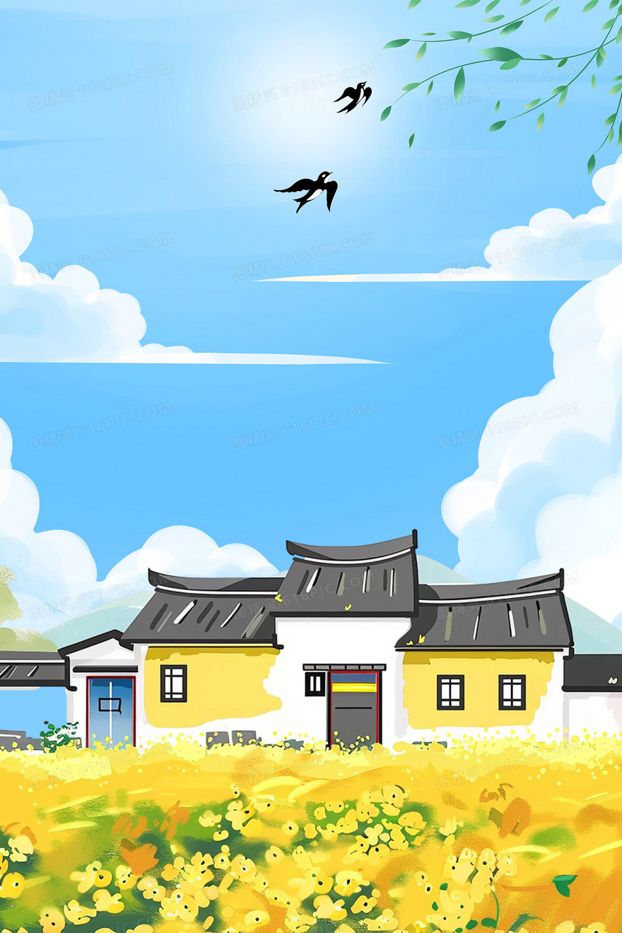 农村房子农家乐风景背景