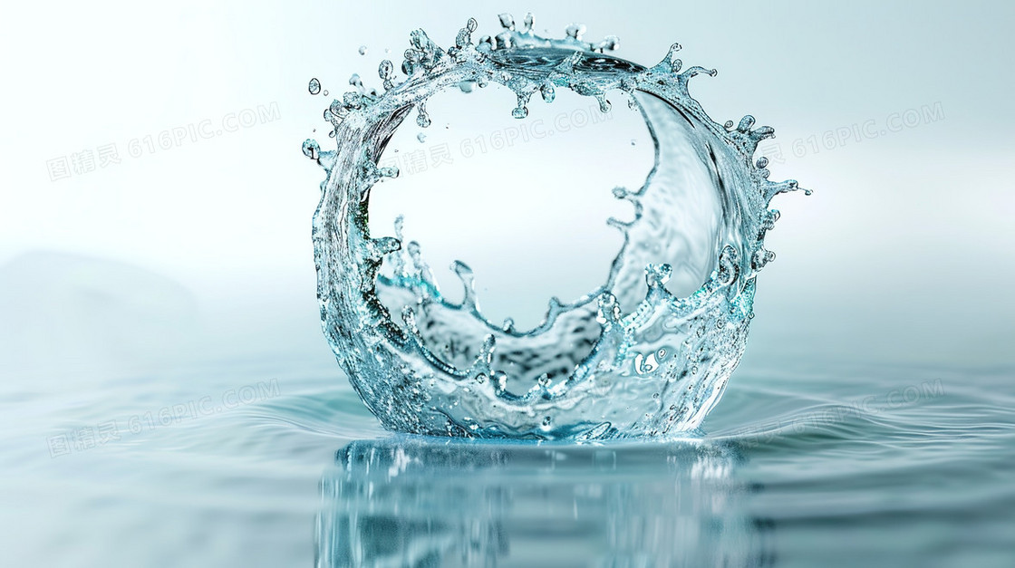 蓝色液体水环水花纹理背景