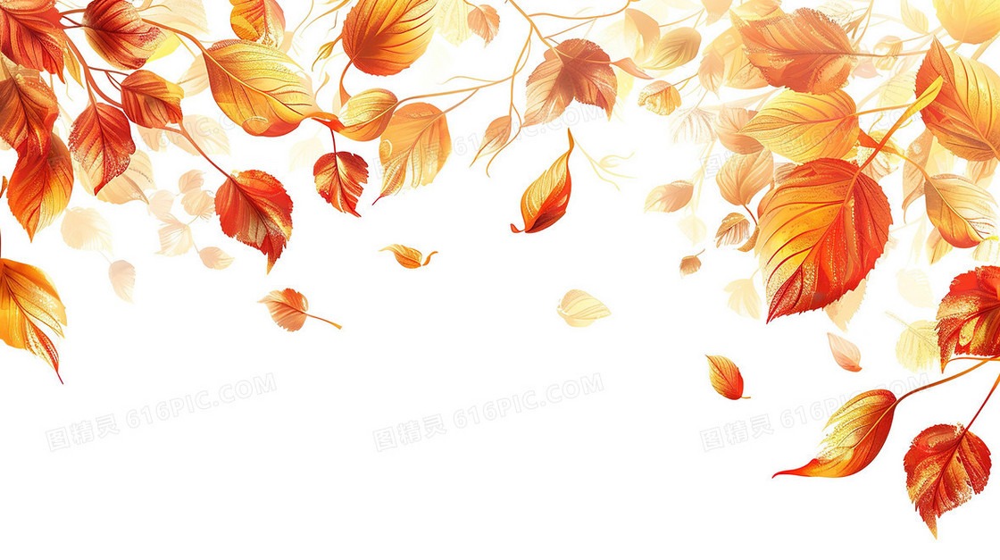 橙色秋季树叶边框背景