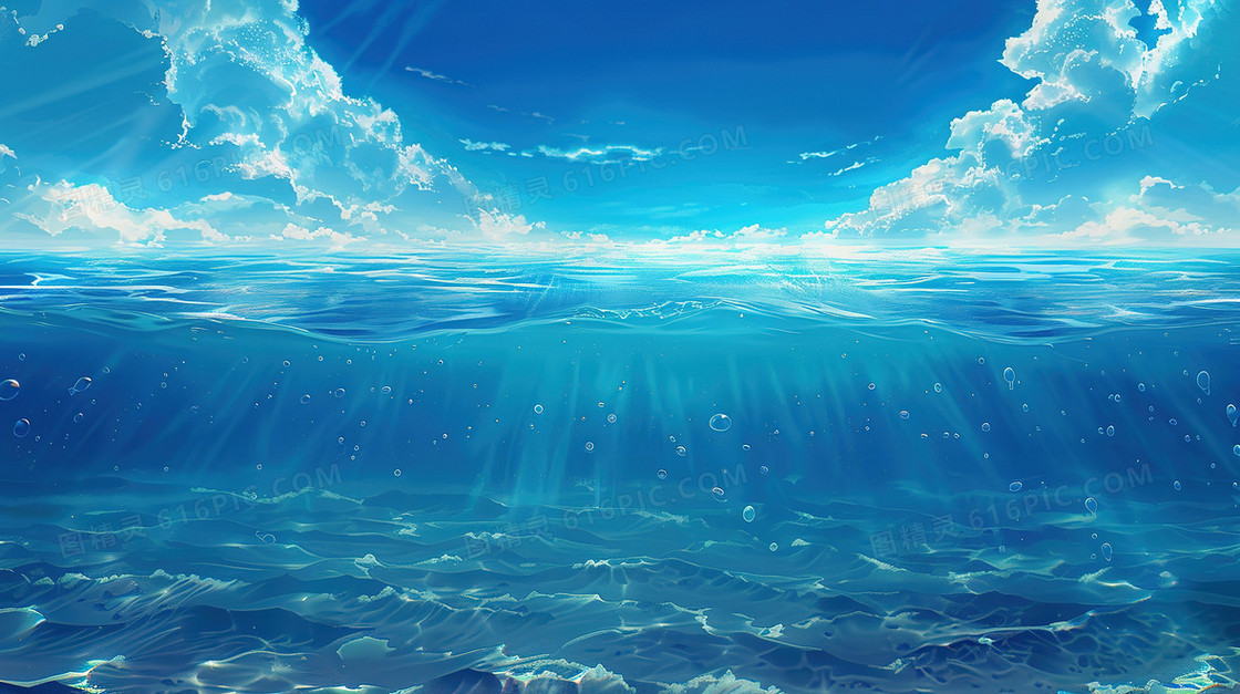 蓝色海底世界简约背景