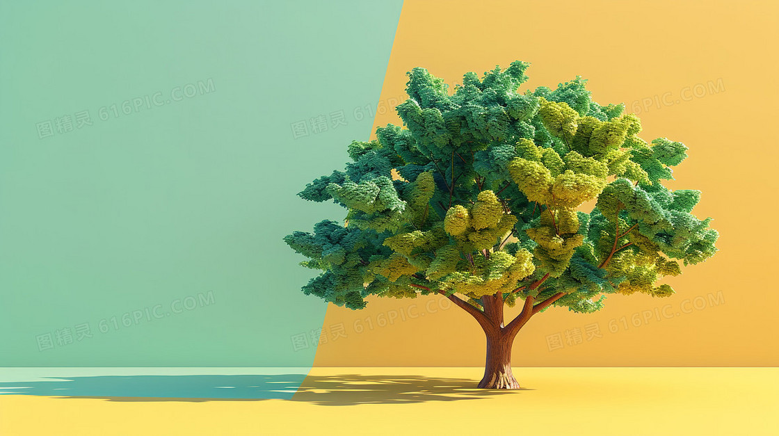 3D立体简约大树背景