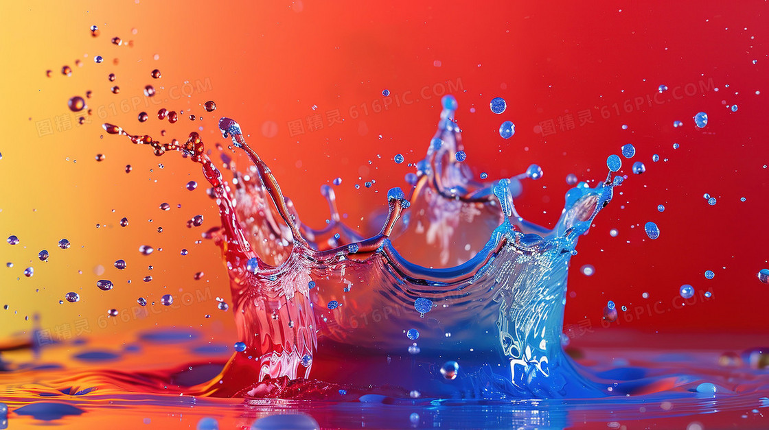 彩色飞溅的液体水滴背景