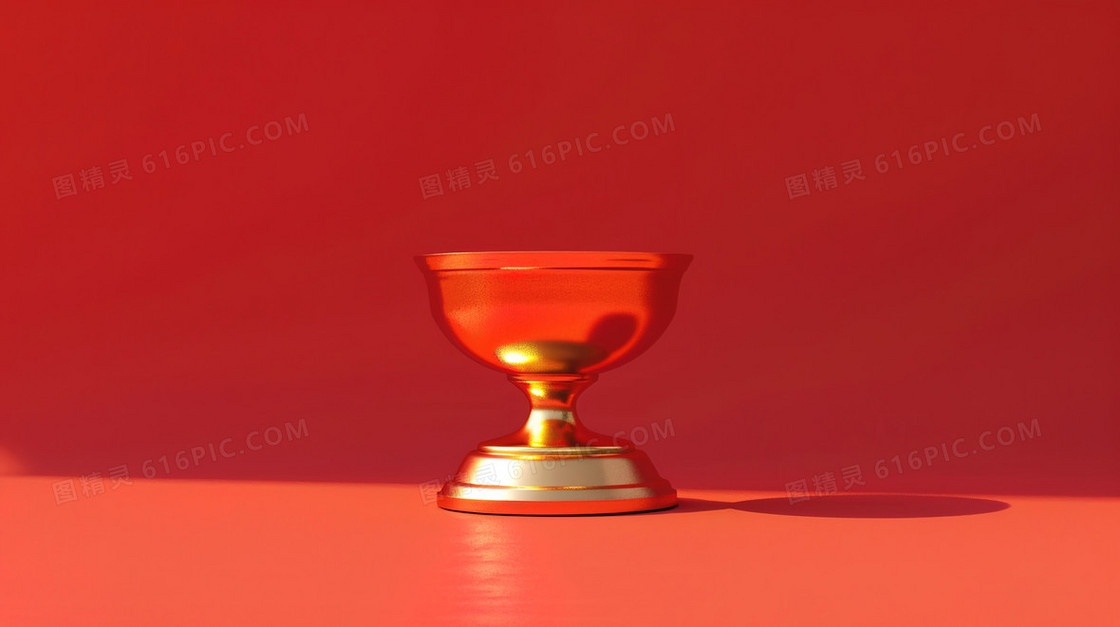 红色3D立体简约奖杯背景