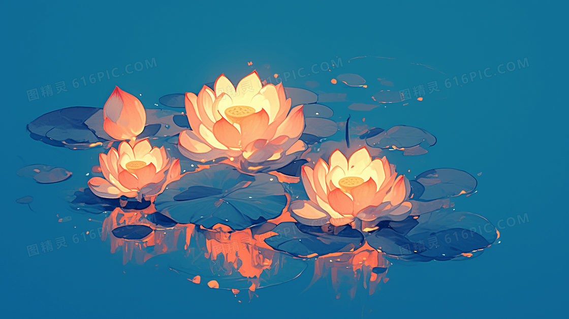 简约中元节莲花灯背景