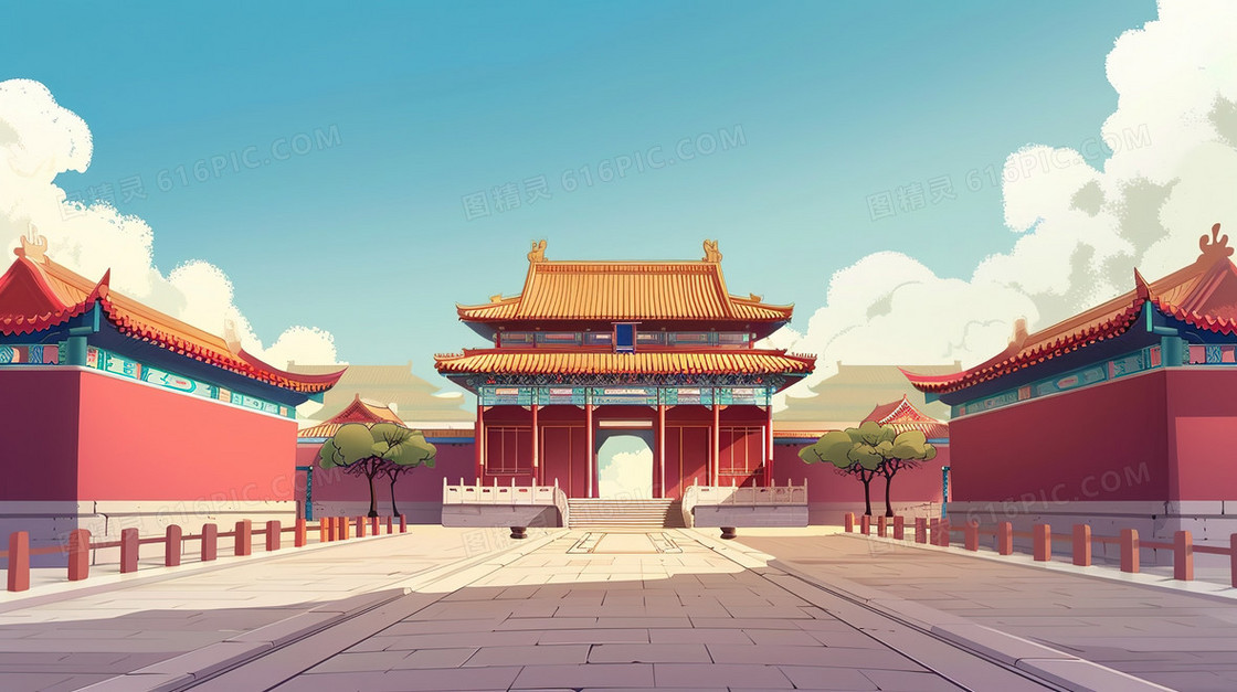 简约古风建筑背景素材
