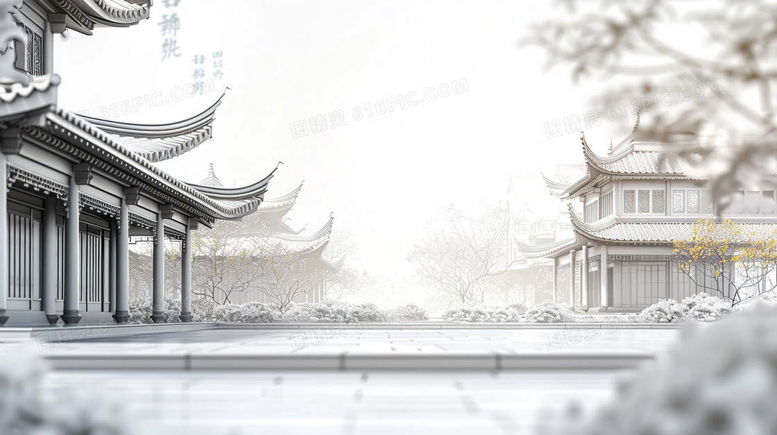 简约古风建筑背景素材