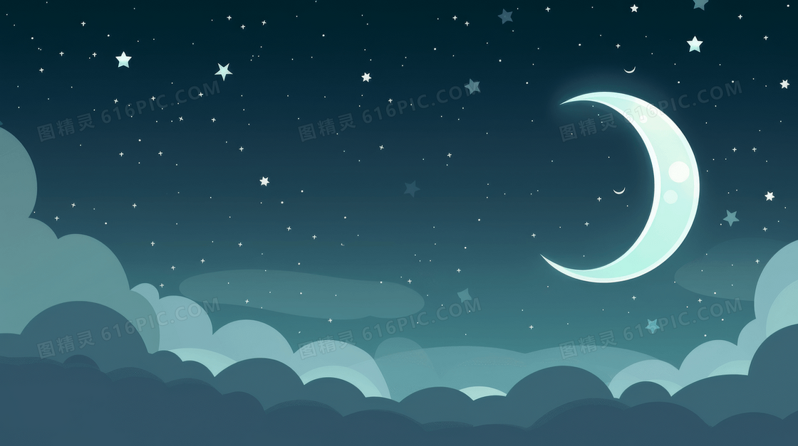 卡通简约月亮夜晚背景