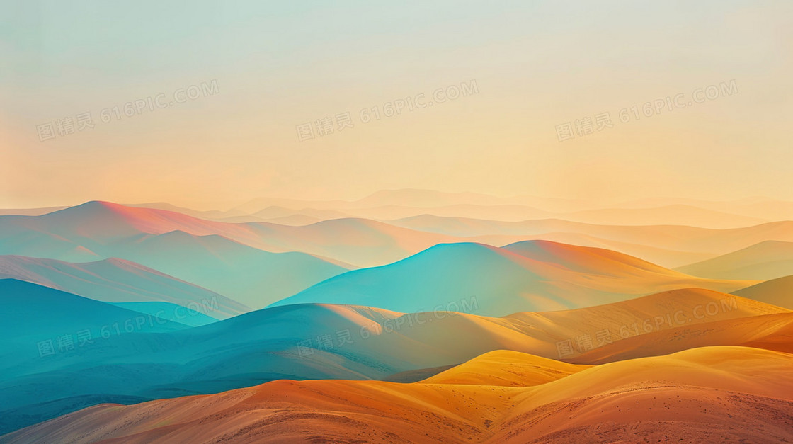 彩色手绘起伏远山纹理简约背景