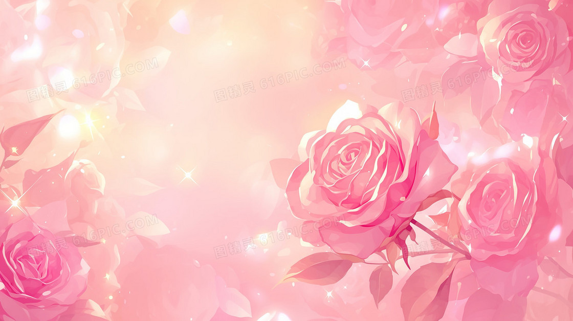粉色浪漫玫瑰花装饰背景