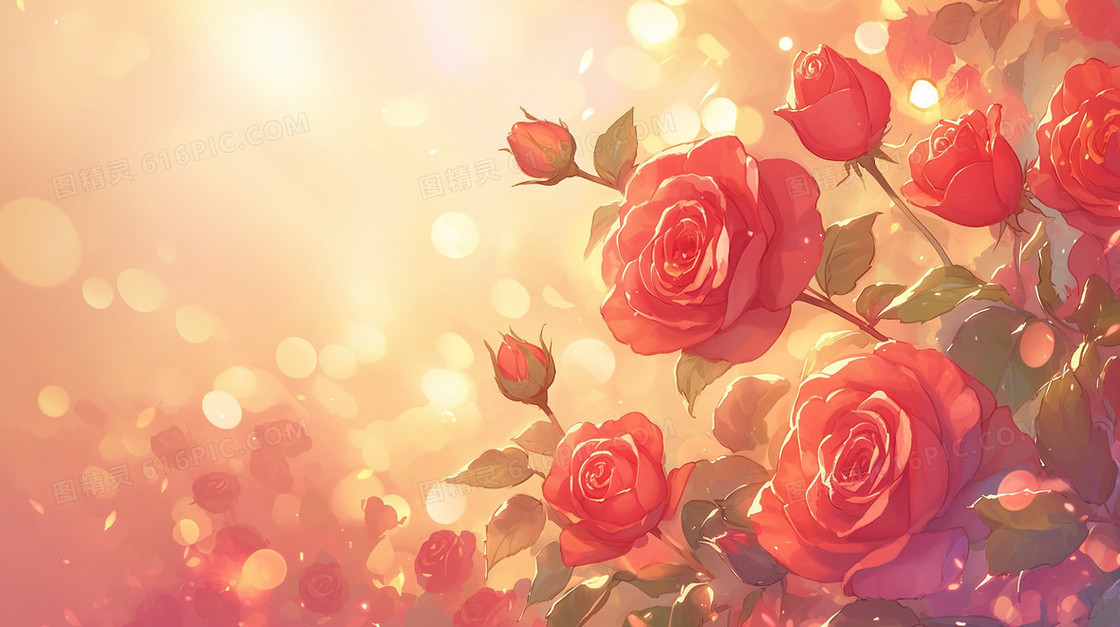 粉色浪漫玫瑰花装饰背景