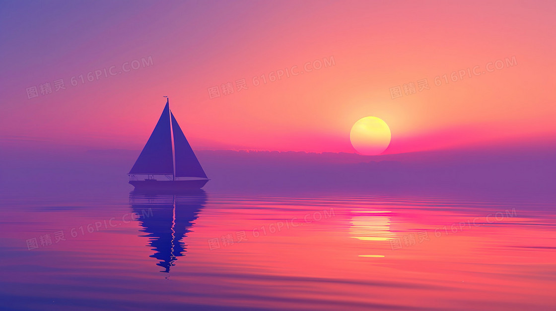 海面上的帆船简约背景