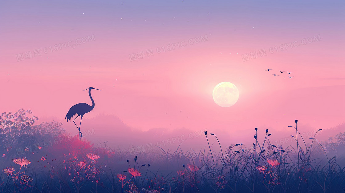 唯美梦幻鸟类背景