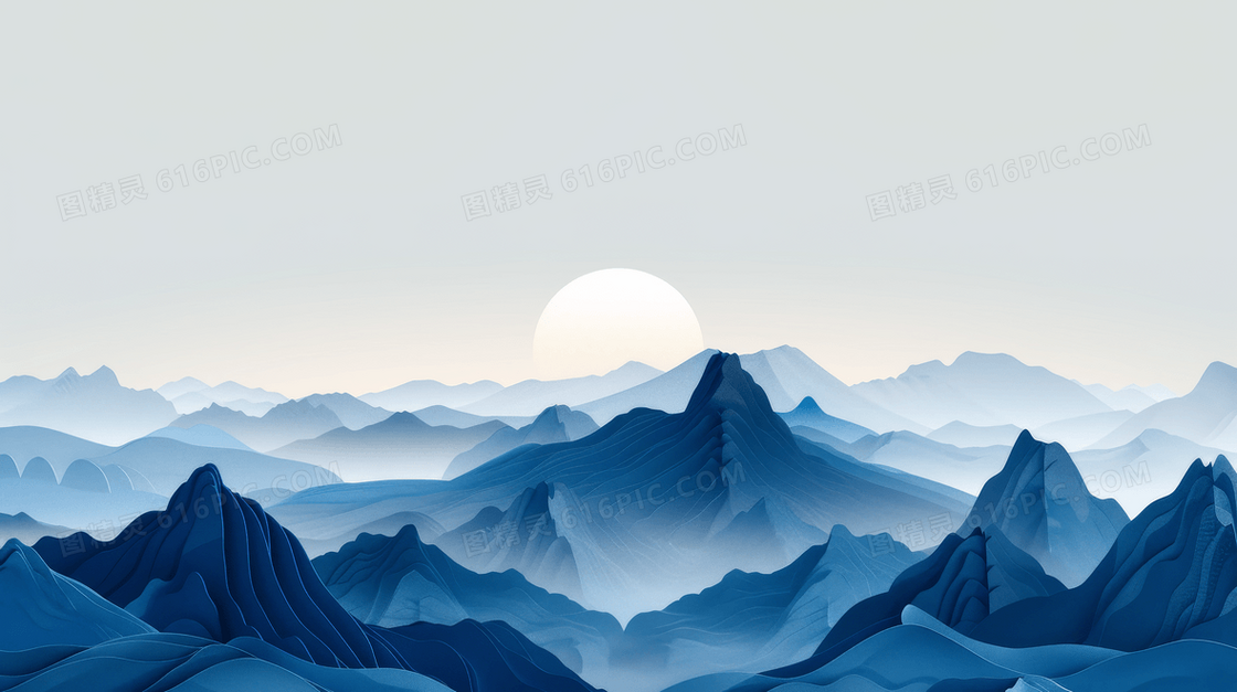 简约剪纸山脉背景