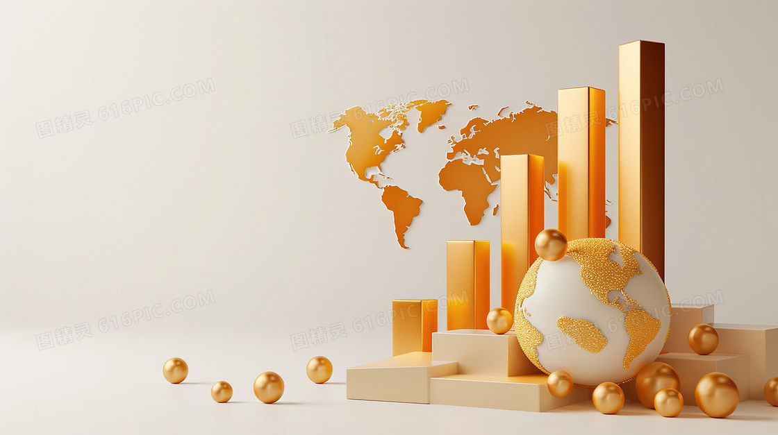 3D树状图地球金融背景