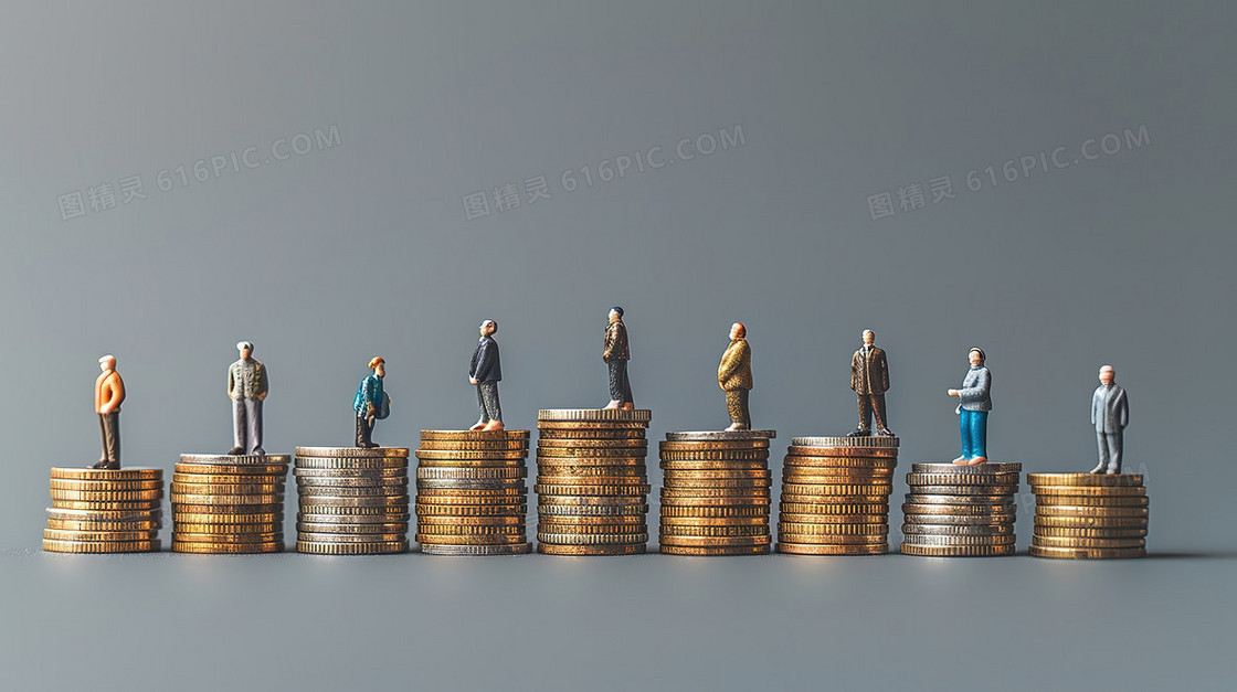 3D商业金币小人背景