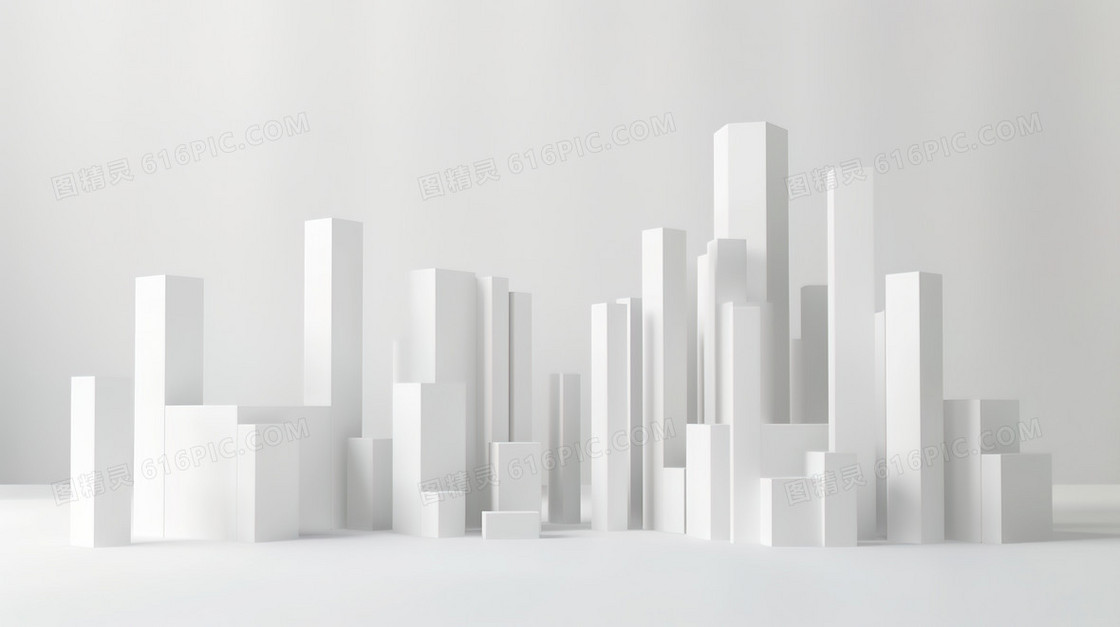 白色3D立体概念建筑简约背景