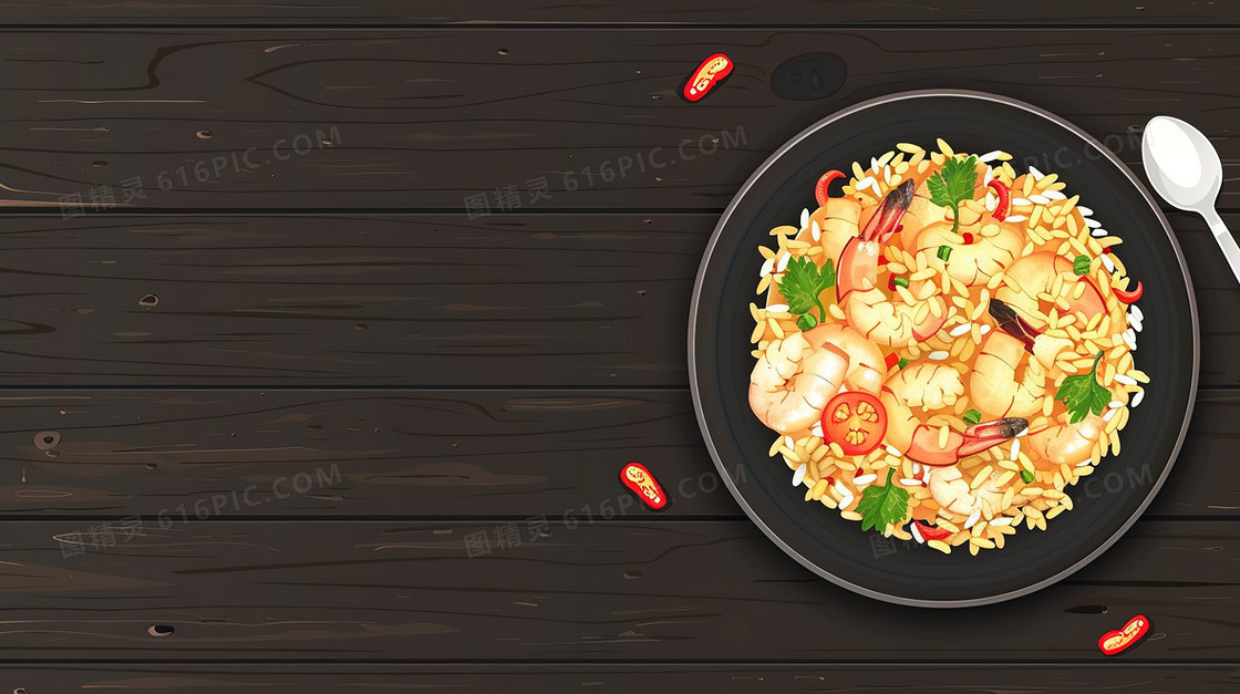 创意虾仁炒饭背景