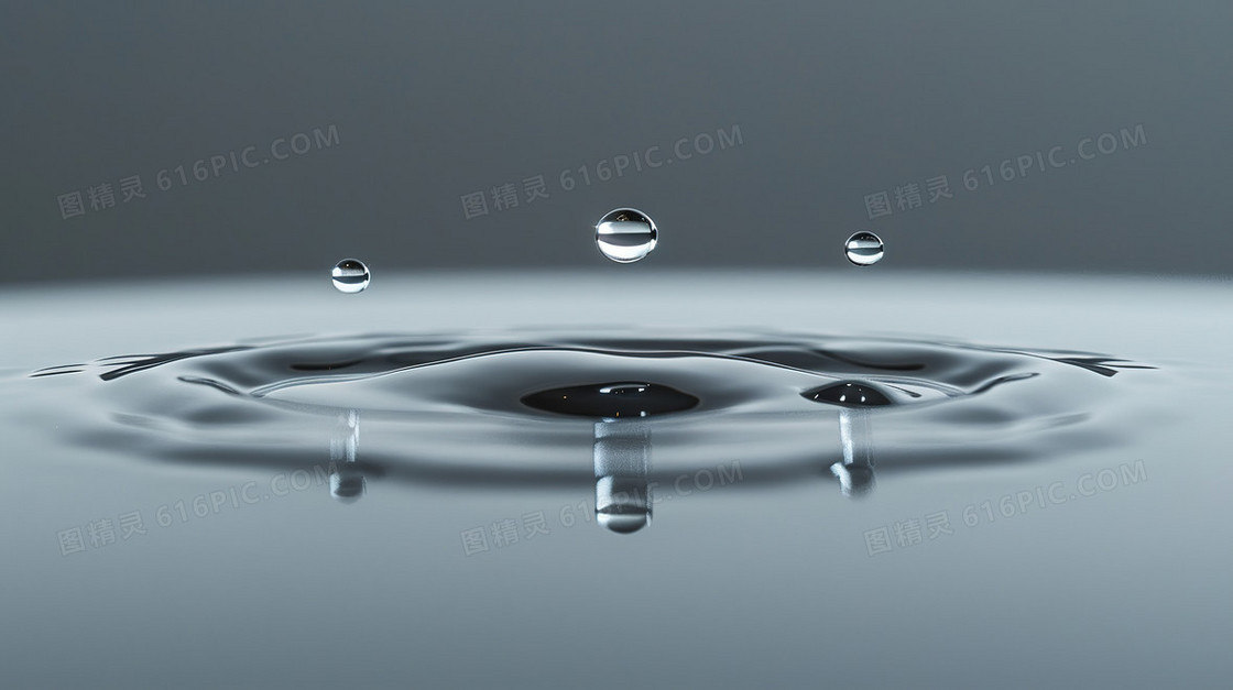 水滴滴落灰色背景