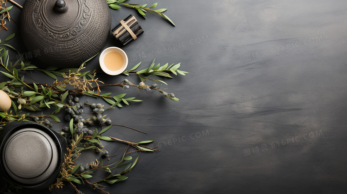 中国风留白茶艺简约背景