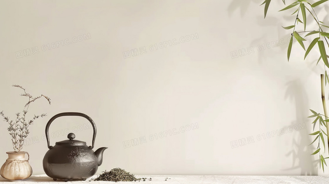 灰色中国风茶具简约背景