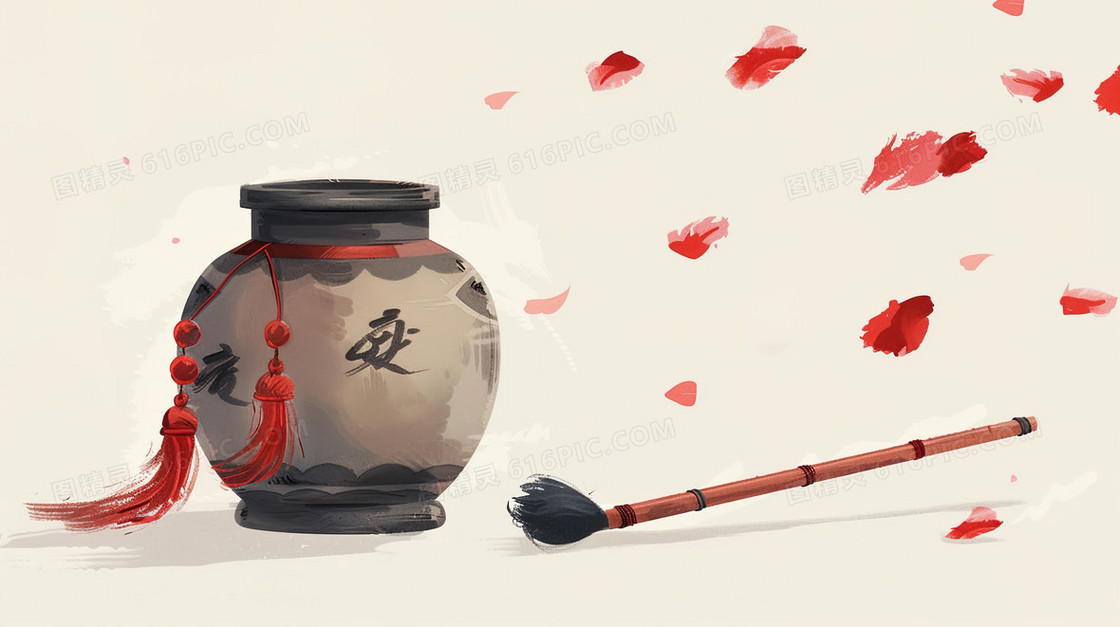 中国风的酒坛背景