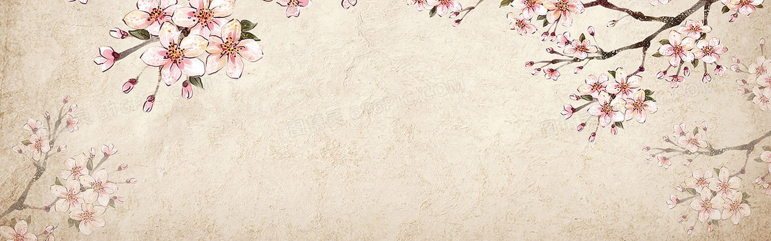 简约素雅古风花朵底纹海报背景
