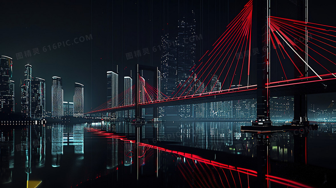 夜幕下现代桥梁背景