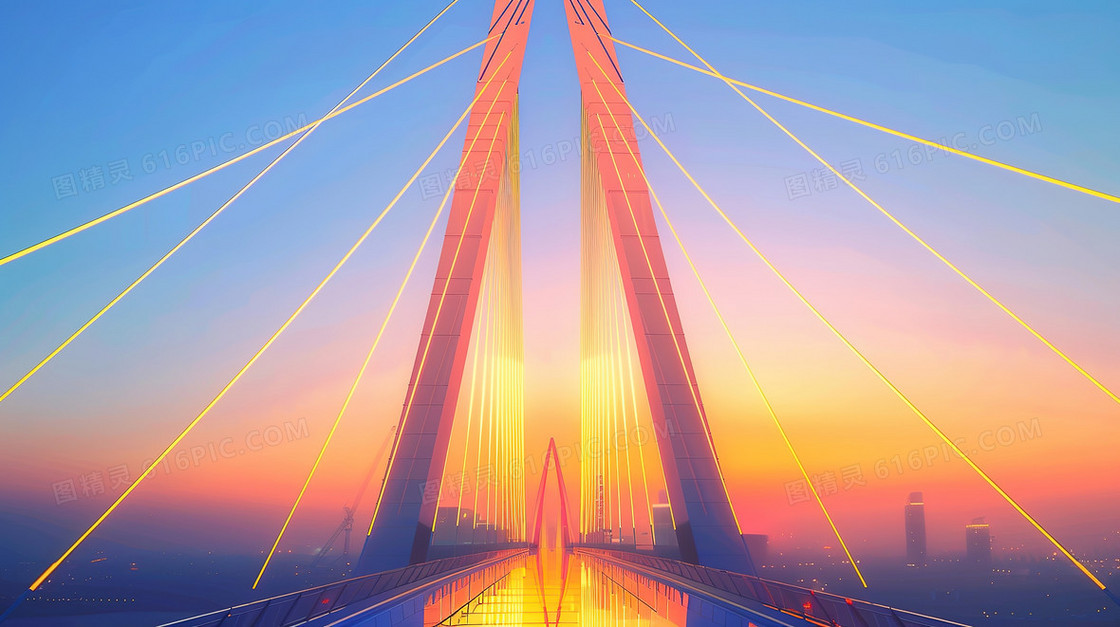 夕阳下跨海大桥背景