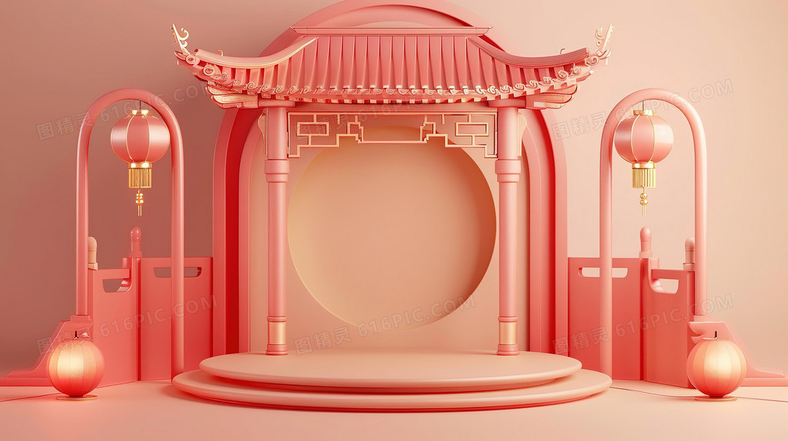 3D国风建筑背景
