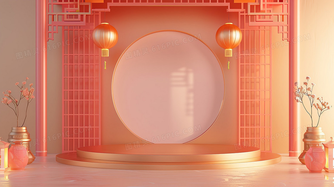 3D国风建筑背景