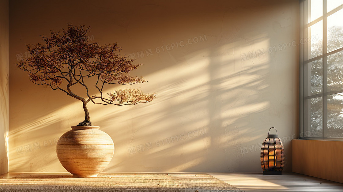 室内花艺简约背景图