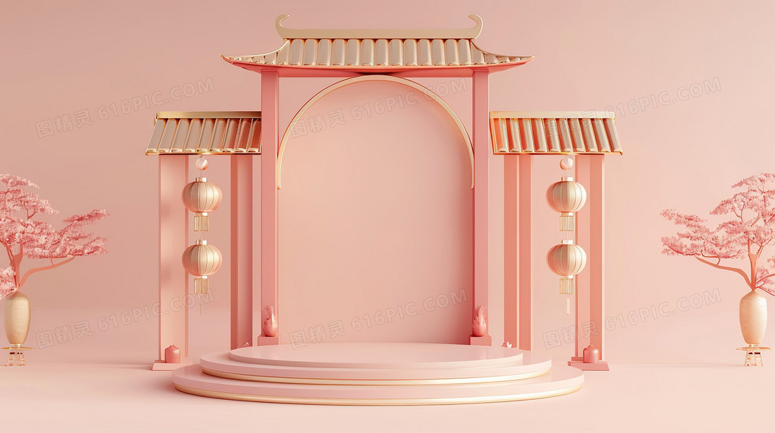 3D国风建筑背景