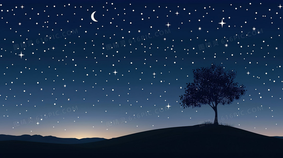 夜色田野风景背景