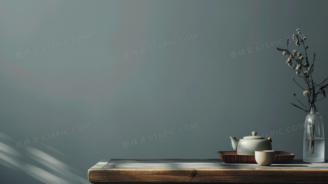 中式木桌展示背景