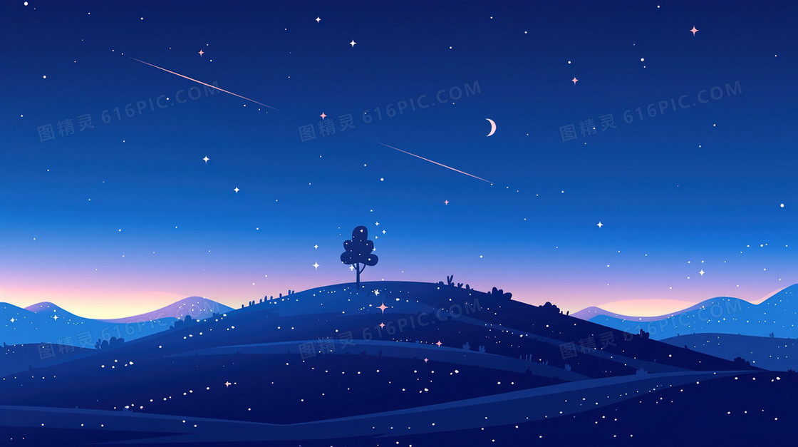 夜色田野风景背景